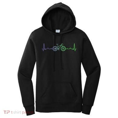 Bicycle Heartbeat Mountain Bike MTB Women's Hoodie