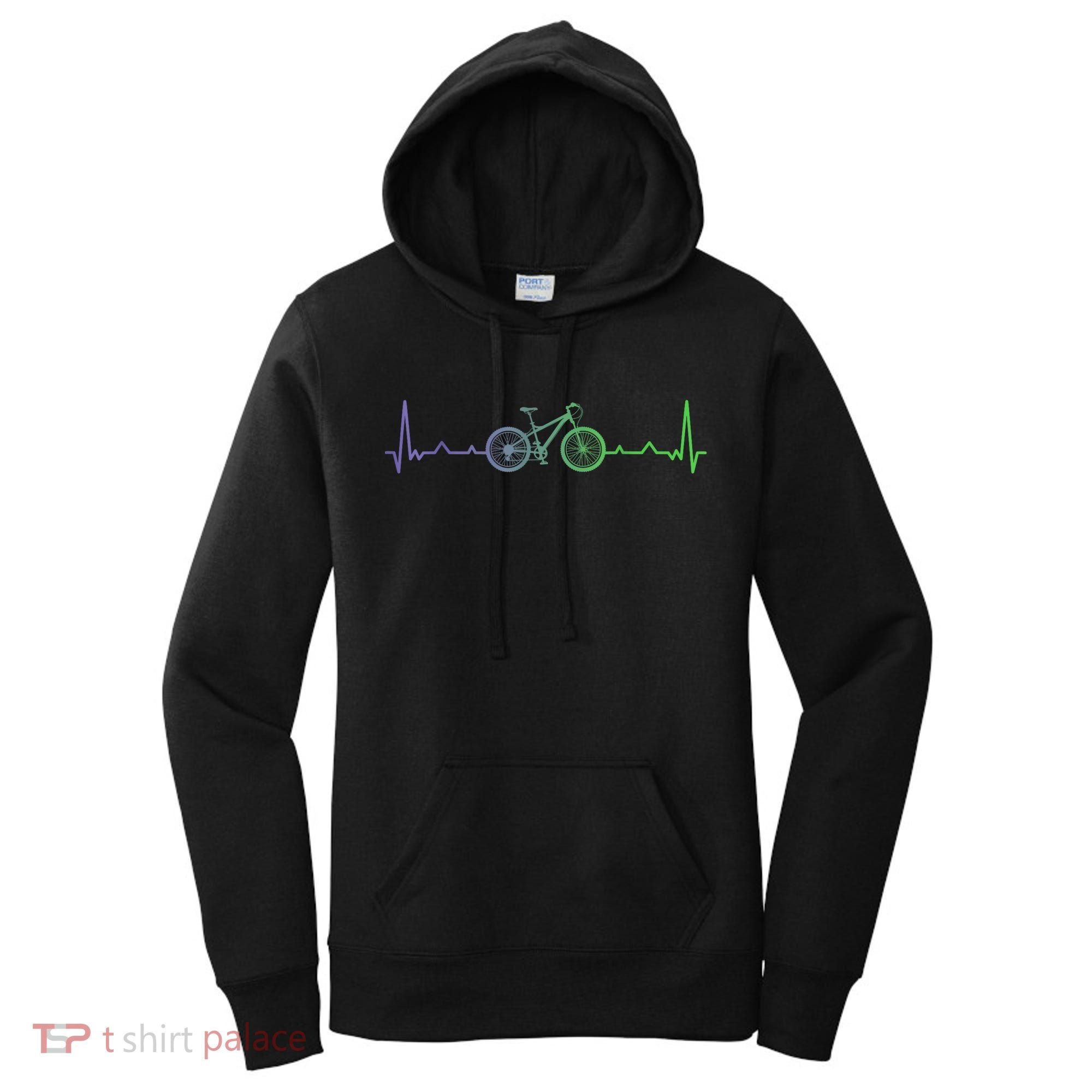 Bicycle Heartbeat Mountain Bike MTB Women's Hoodie