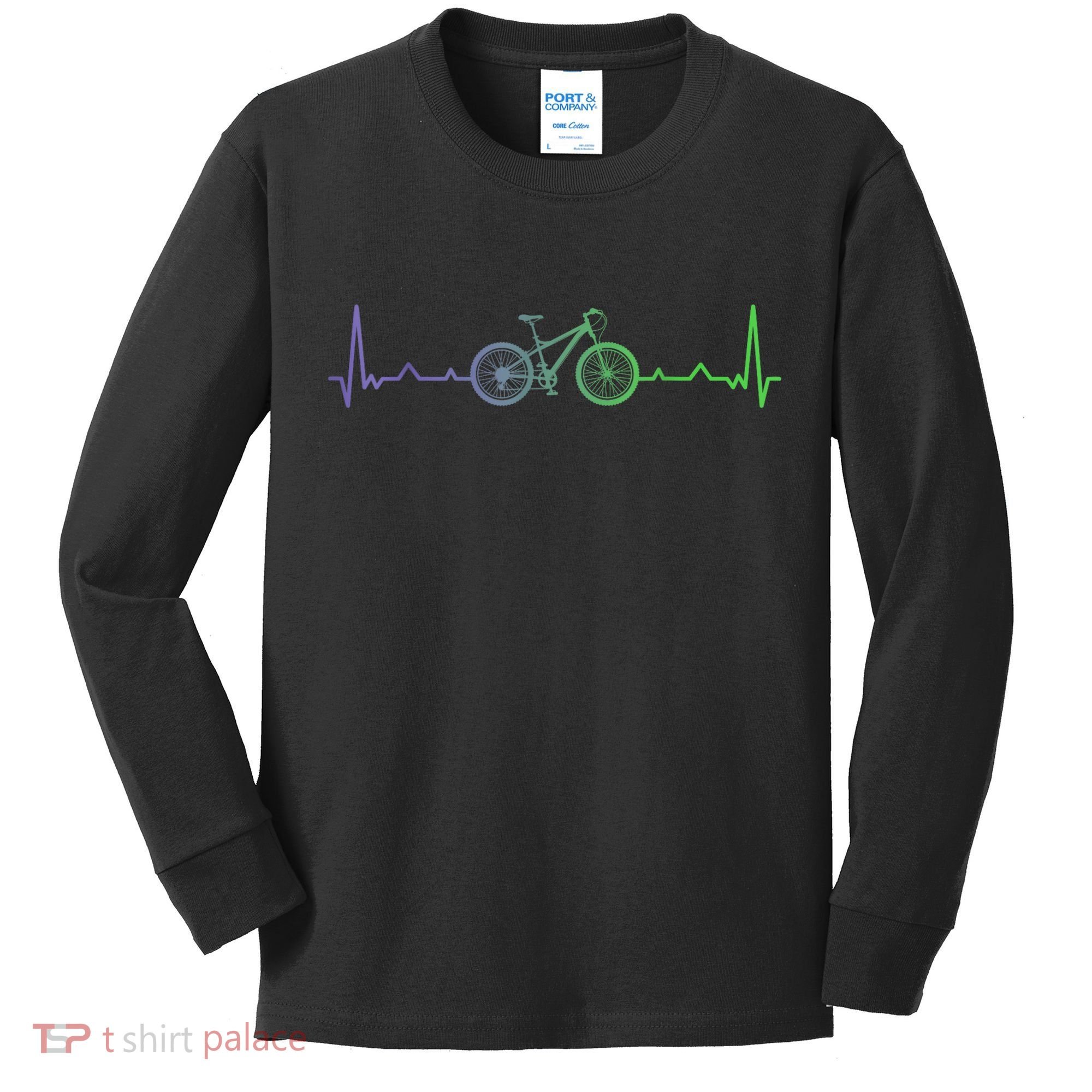 Bicycle Heartbeat Mountain Bike MTB Kids Long Sleeve Shirt