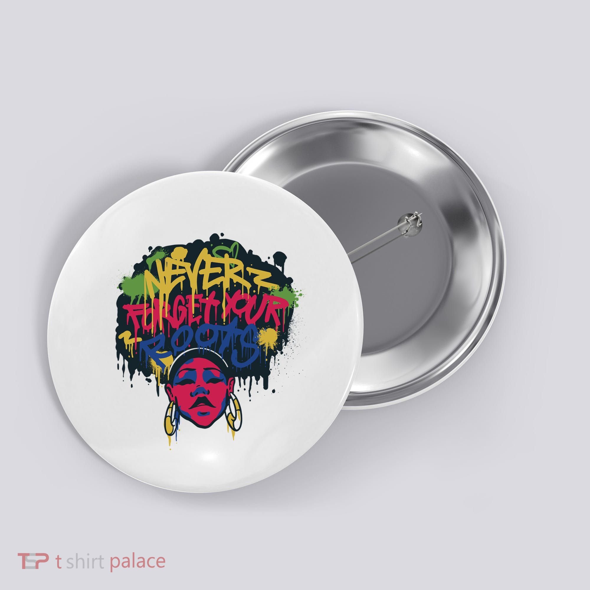 Black History Month Never Forget Your Roots Afro Button