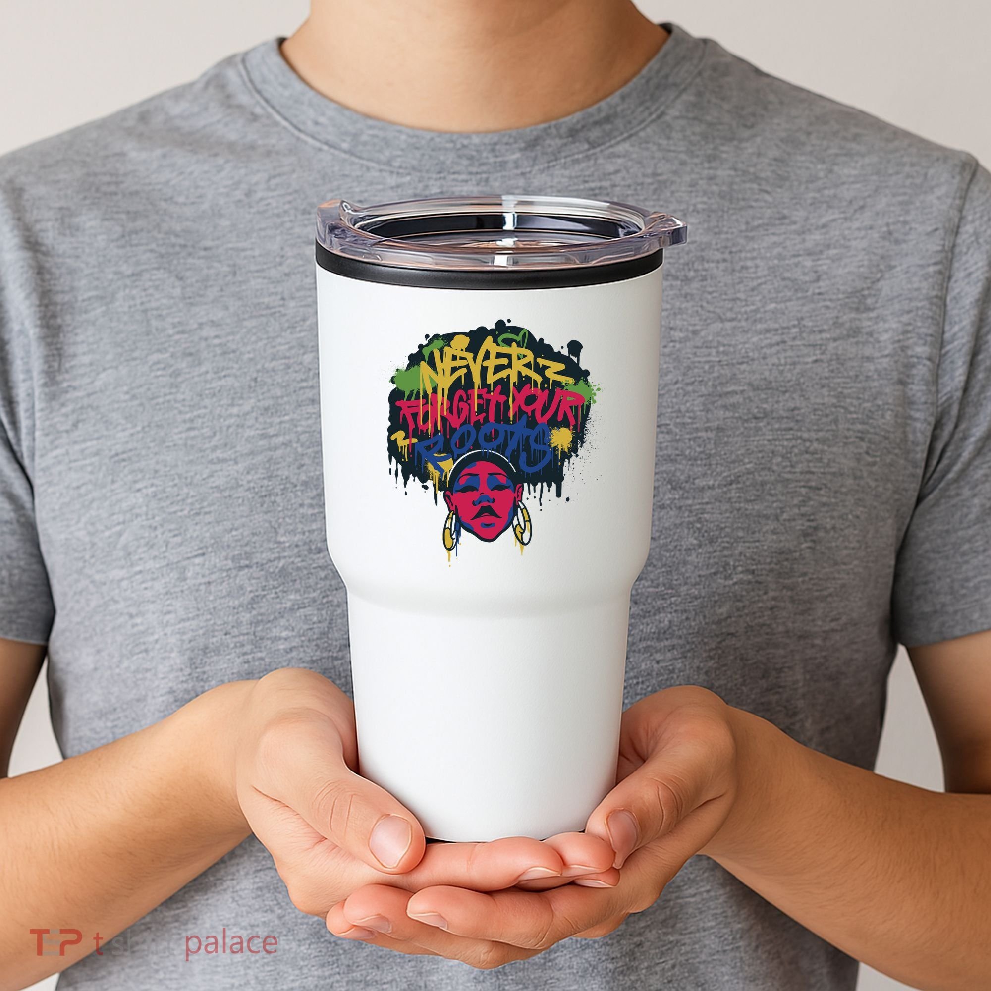 Black History Month Never Forget Your Roots Afro Tumbler