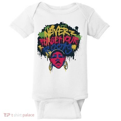 Black History Month Never Forget Your Roots Afro Baby Bodysuit