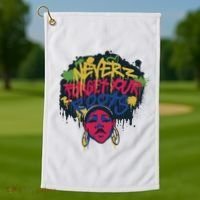 Black History Month Never Forget Your Roots Afro Golf Towel thumb 1