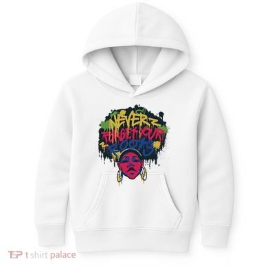 Black History Month Never Forget Your Roots Afro Kids Hoodie