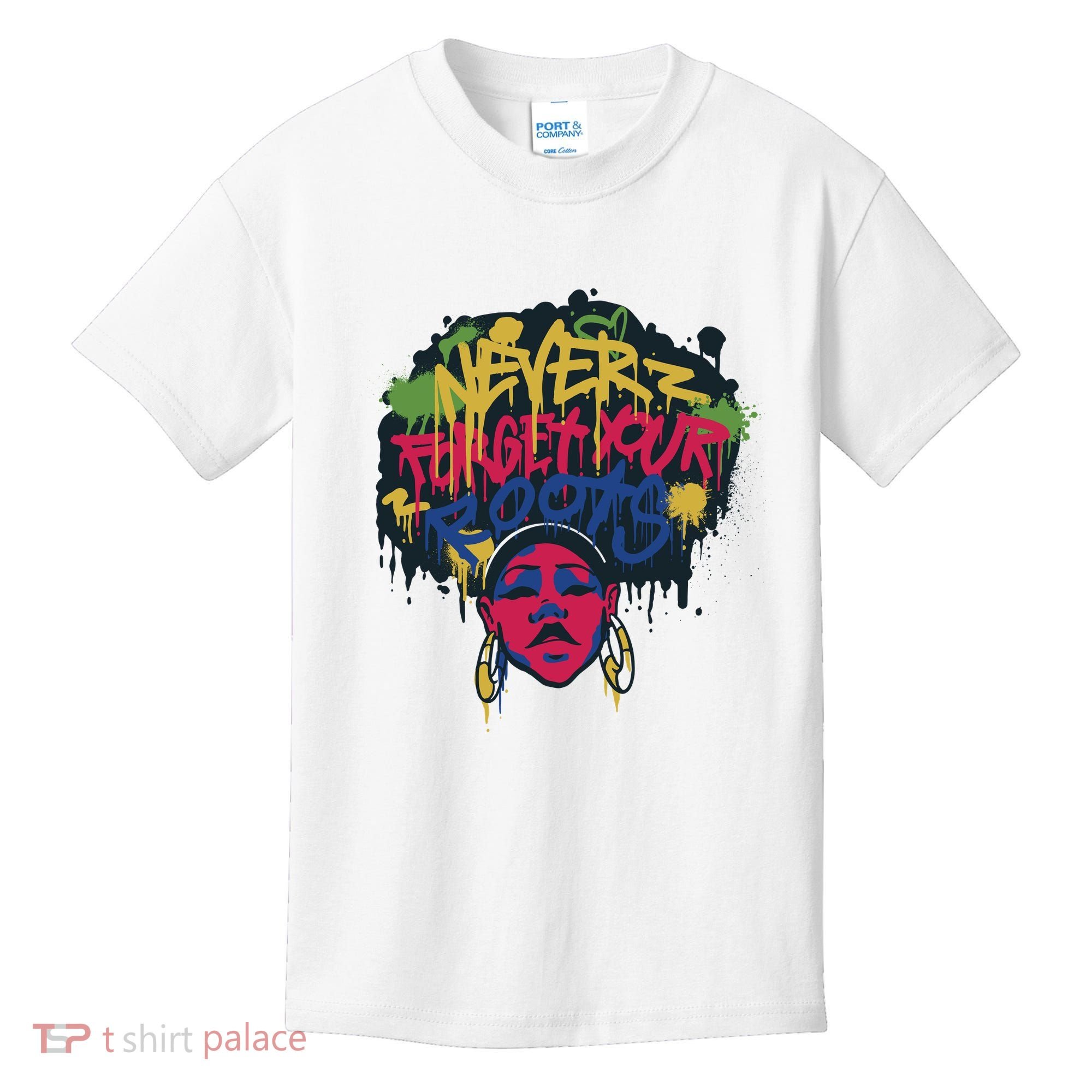 Black History Month Never Forget Your Roots Afro Kids T-Shirt