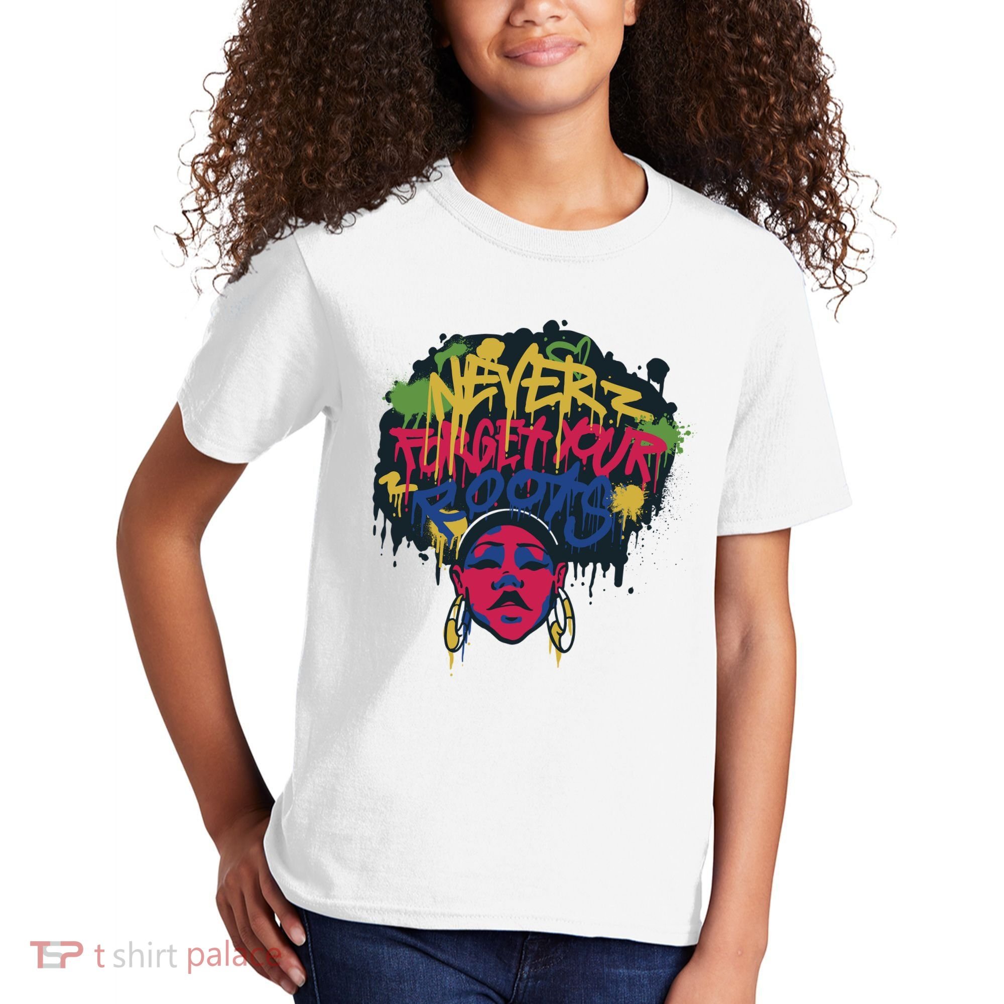 Black History Month Never Forget Your Roots Afro Kids T-Shirt