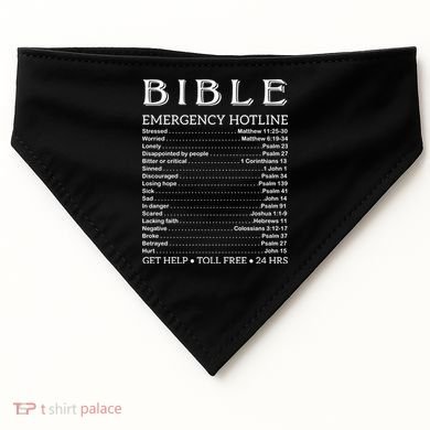 Bible Hotline Numbers Emergency Scripture Gift USA-Made Doggie Bandana