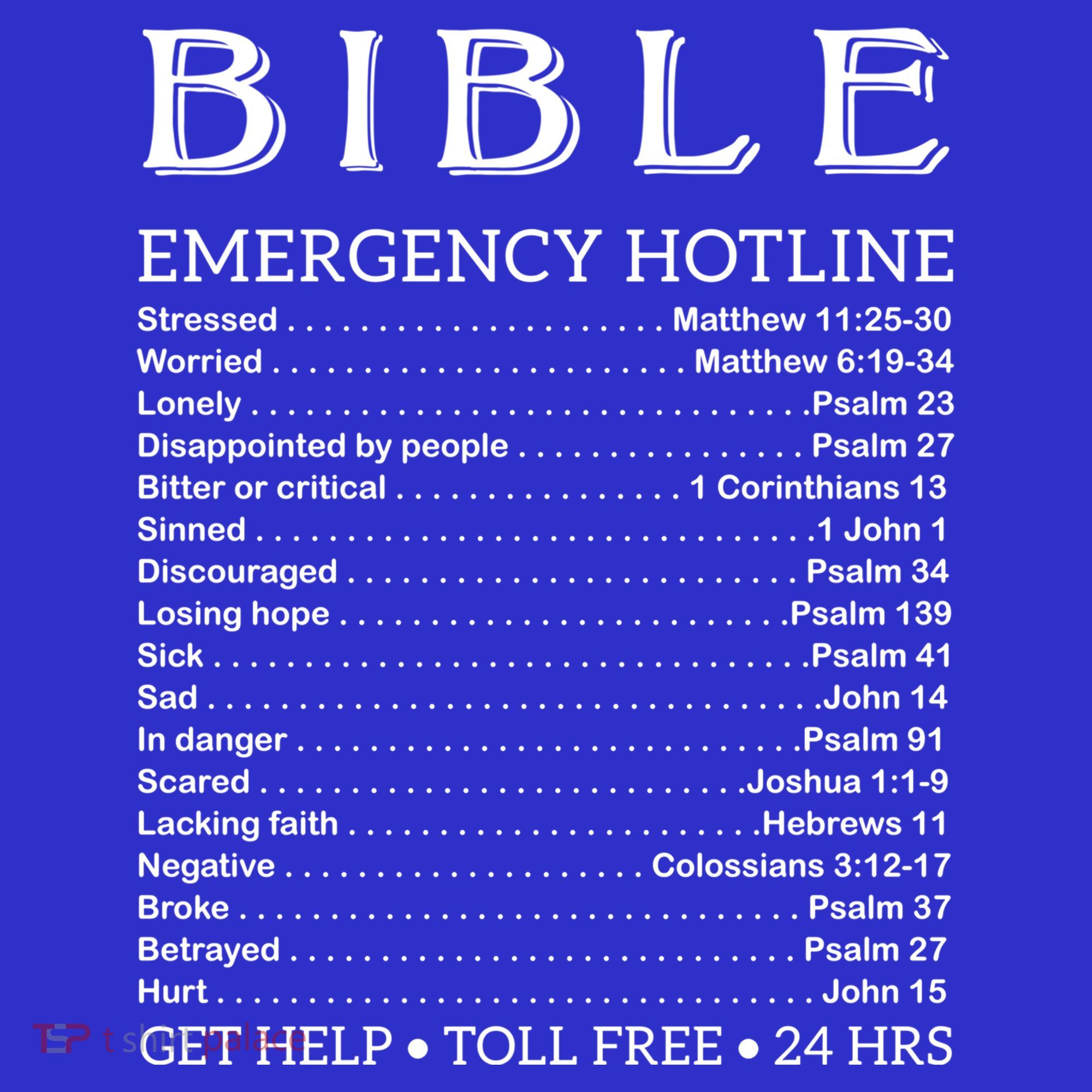 Bible Hotline Numbers Emergency Scripture Gift Long Sleeve Shirt