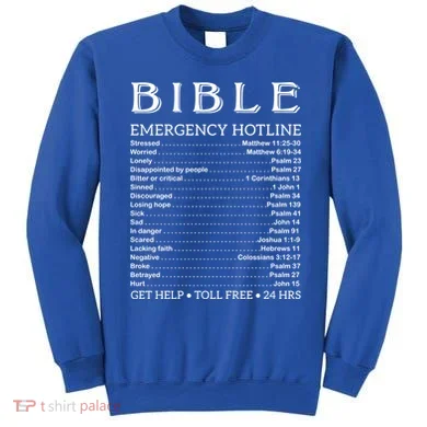 Bible Hotline Numbers Emergency Scripture Gift Sweatshirt