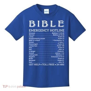 Bible Hotline Numbers Emergency Scripture Gift Kids T-Shirt