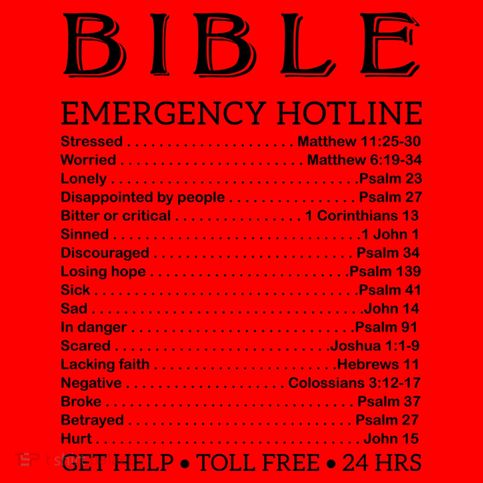 Bible Hotline Numbers Emergency Scripture Gift Santa Hat