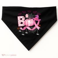 Boo Halloween October Breast Cancer Awareness USA-Made Doggie Bandana thumb 0