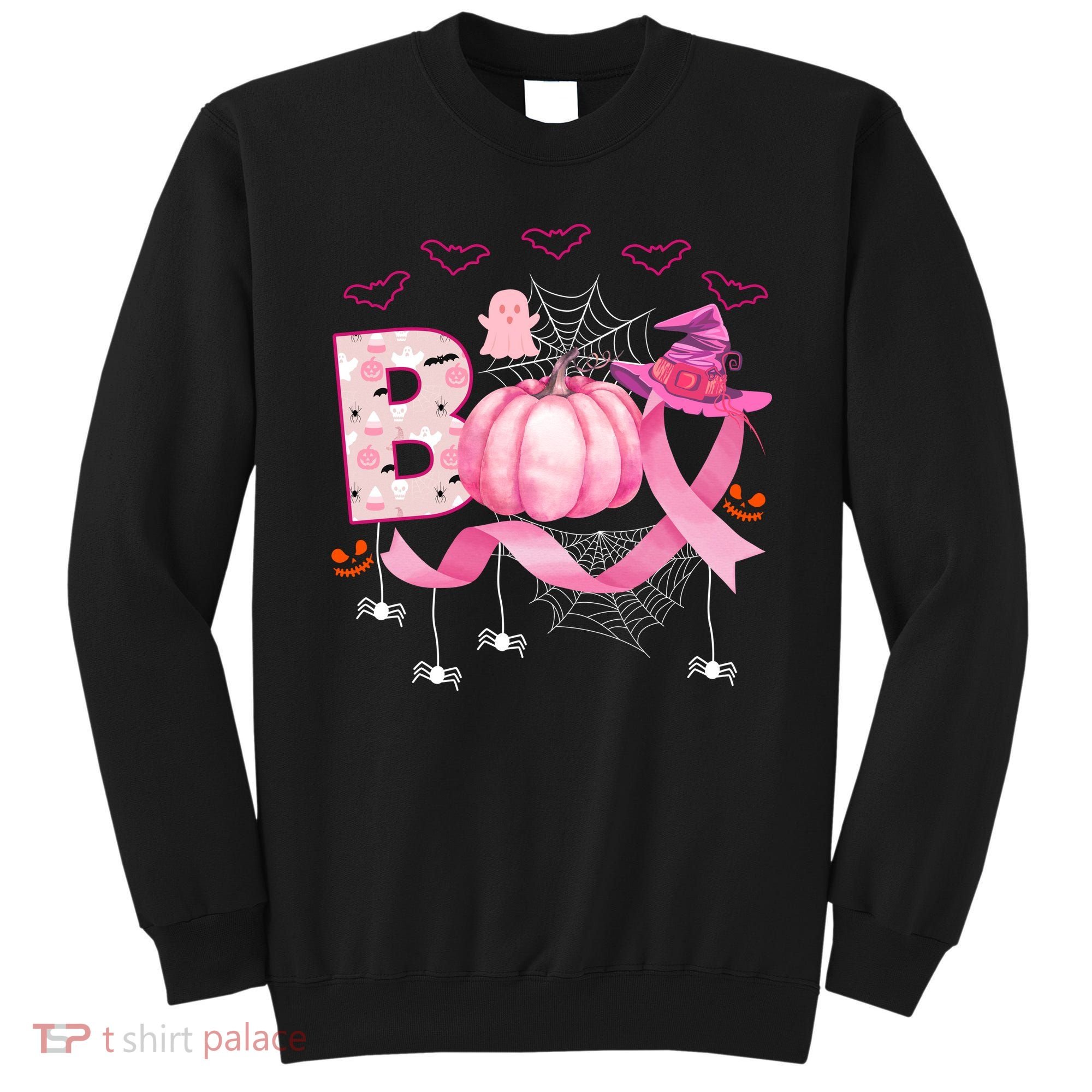 Boo Halloween October Breast Cancer Awareness Sweatshirt