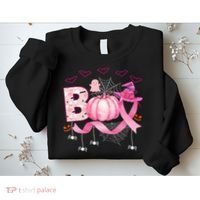 Boo Halloween October Breast Cancer Awareness Sweatshirt thumb 2
