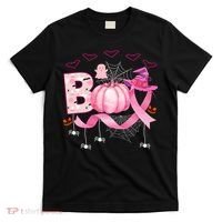 Boo Halloween October Breast Cancer Awareness T-Shirt thumb 0