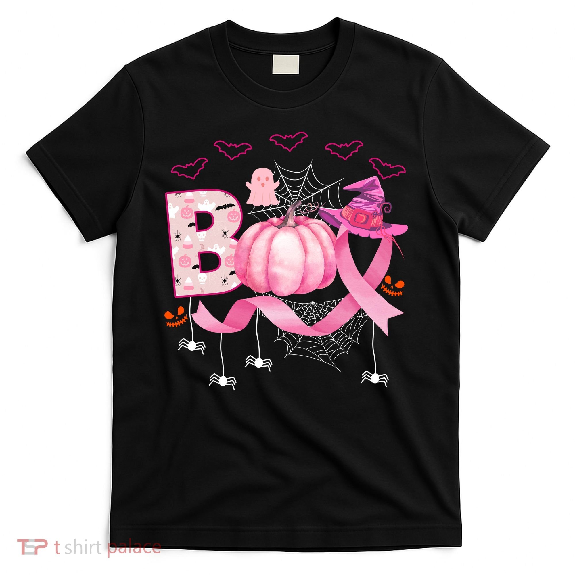 Boo Halloween October Breast Cancer Awareness T-Shirt