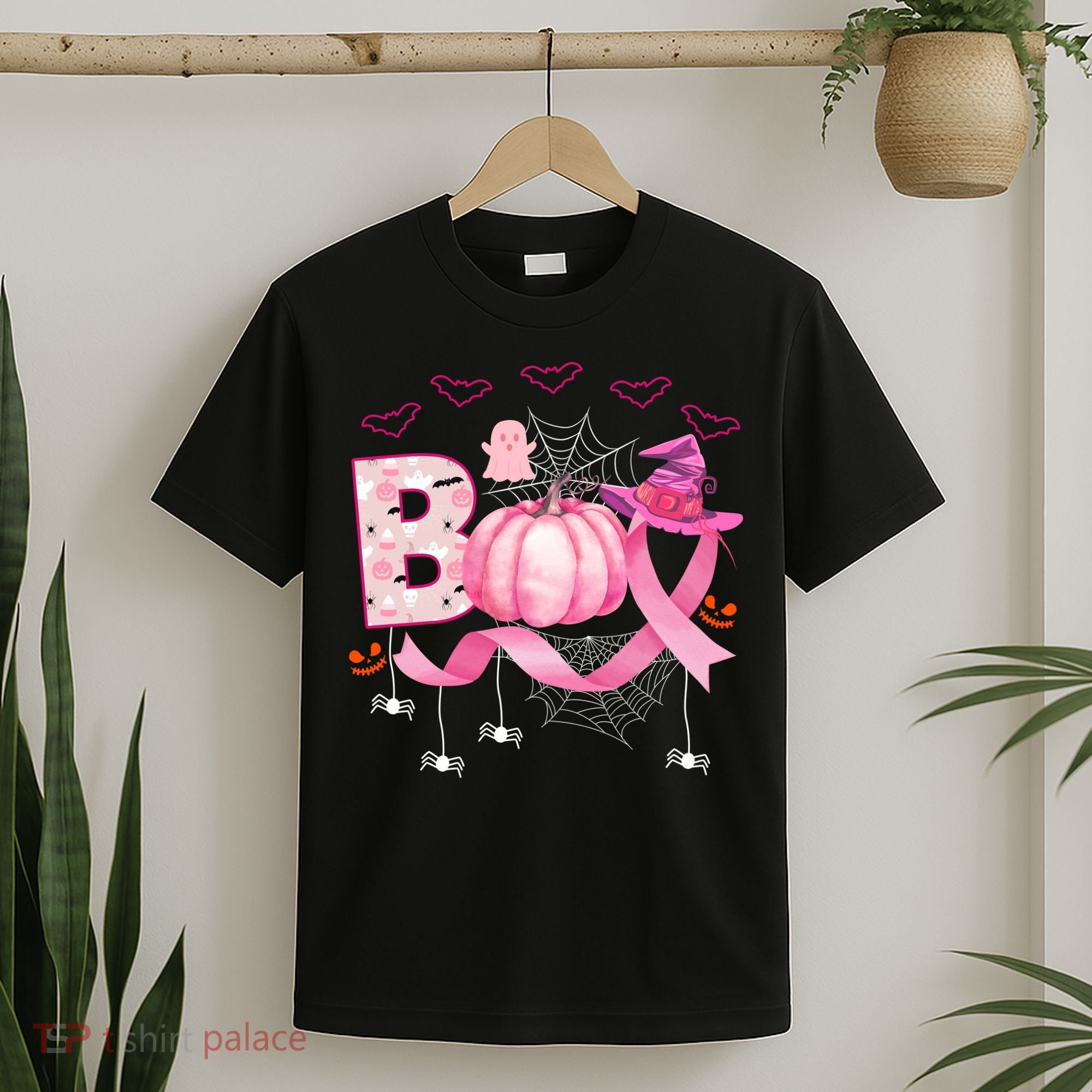 Boo Halloween October Breast Cancer Awareness T-Shirt