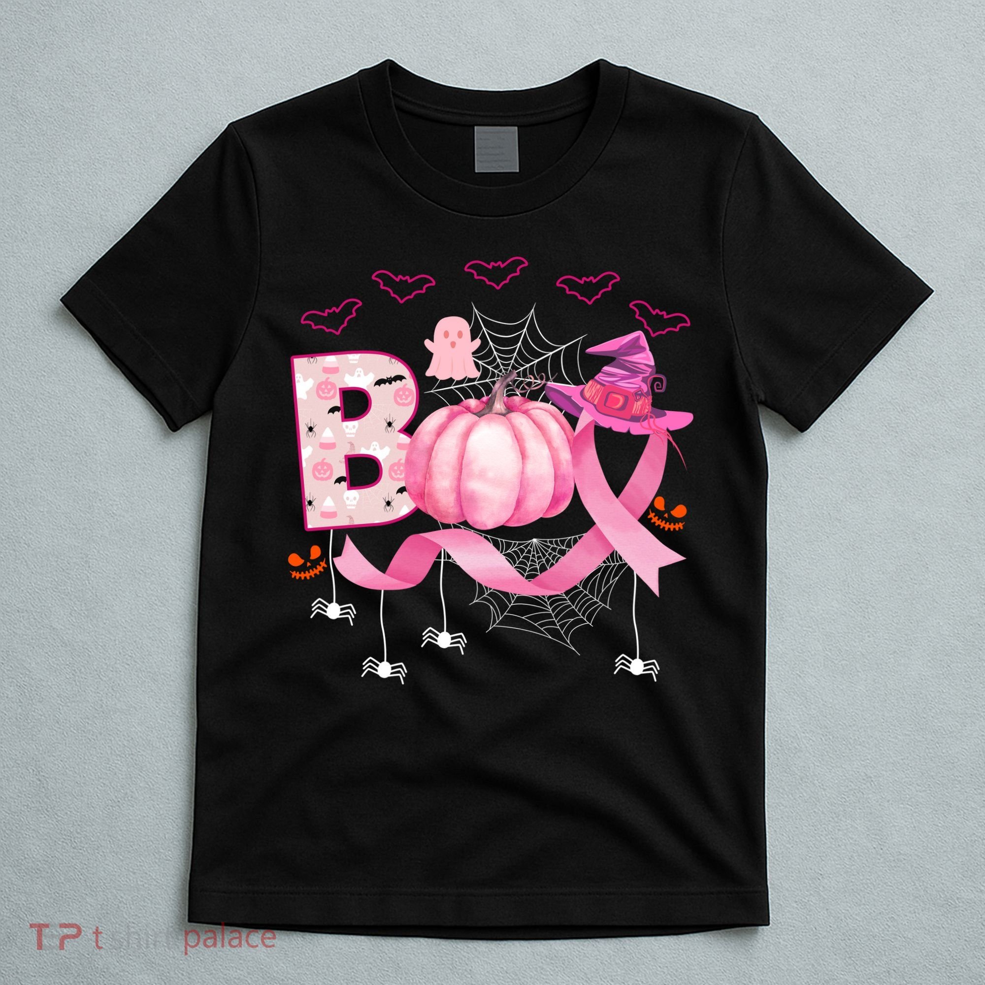 Boo Halloween October Breast Cancer Awareness T-Shirt