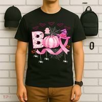 Boo Halloween October Breast Cancer Awareness T-Shirt thumb 6