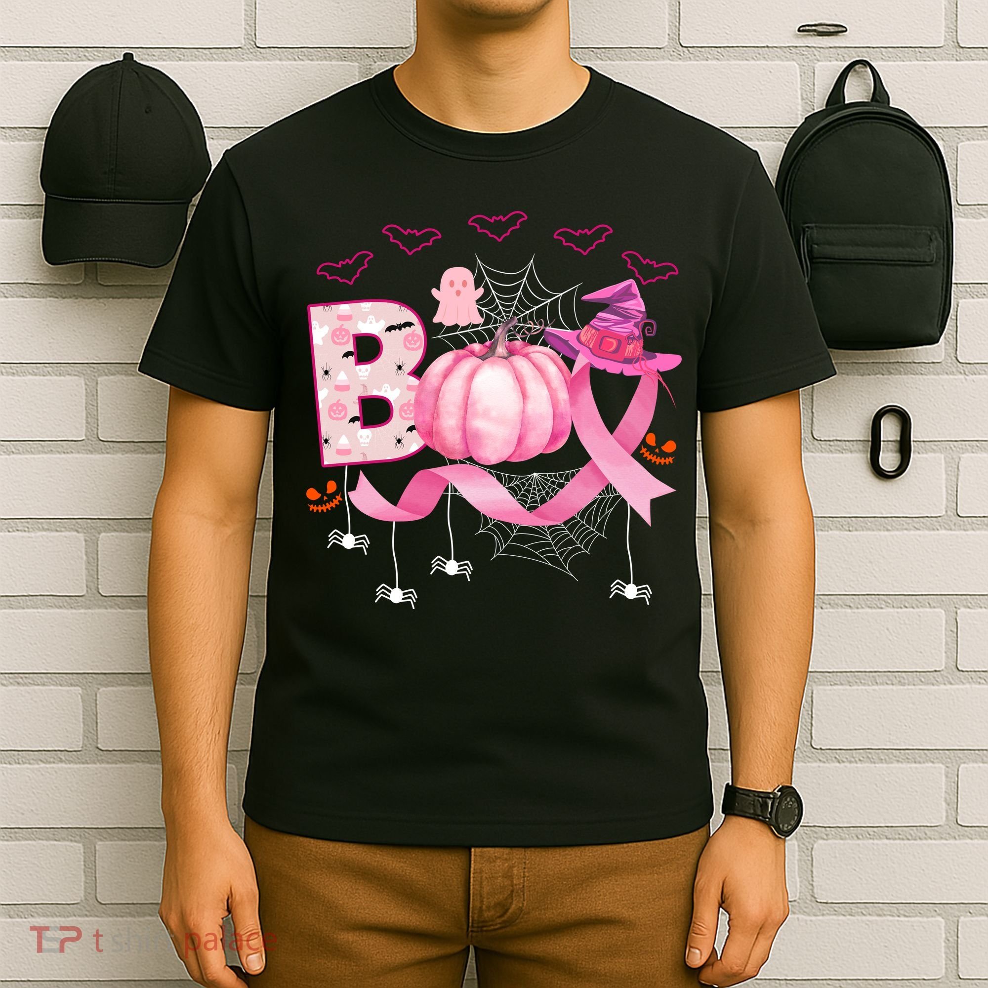 Boo Halloween October Breast Cancer Awareness T-Shirt
