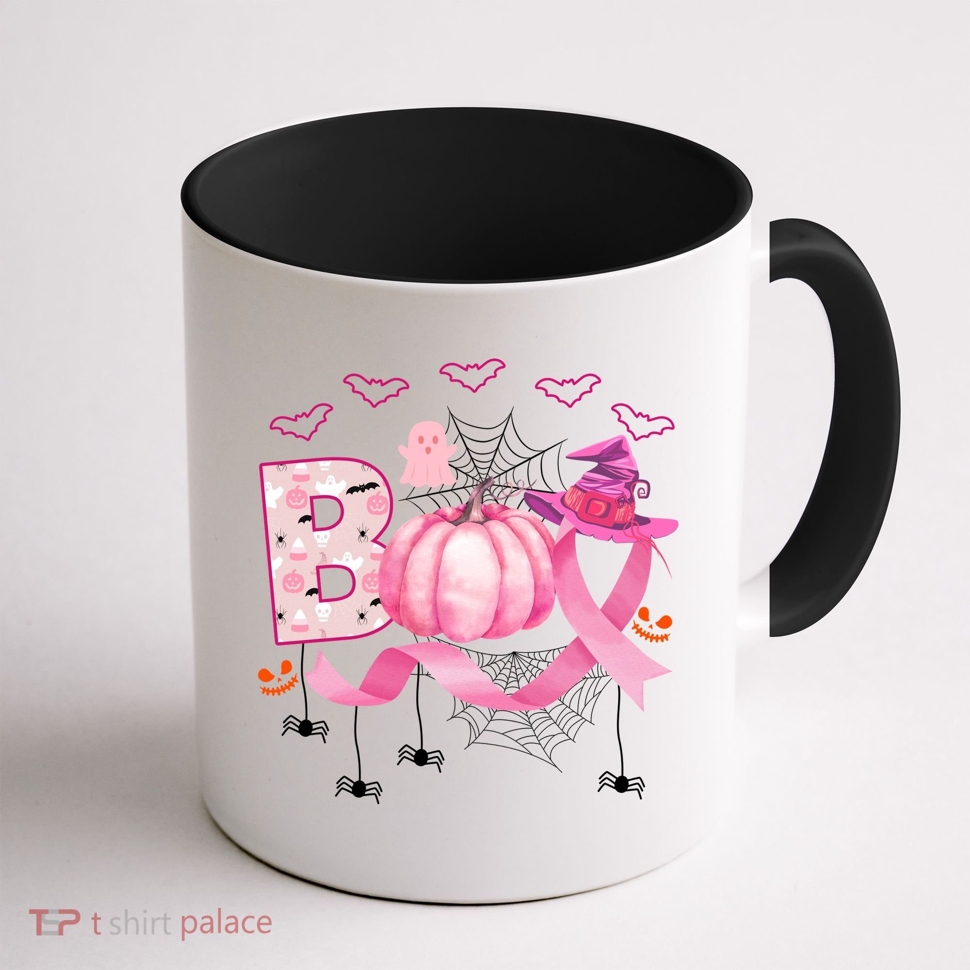 Boo Halloween October Breast Cancer Awareness Coffee Mug