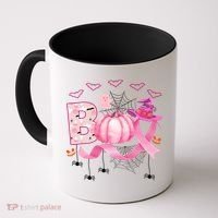Boo Halloween October Breast Cancer Awareness Coffee Mug thumb 0