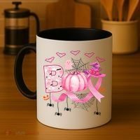 Boo Halloween October Breast Cancer Awareness Coffee Mug thumb 4