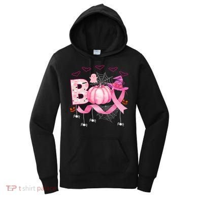 Boo Halloween October Breast Cancer Awareness Women's Hoodie
