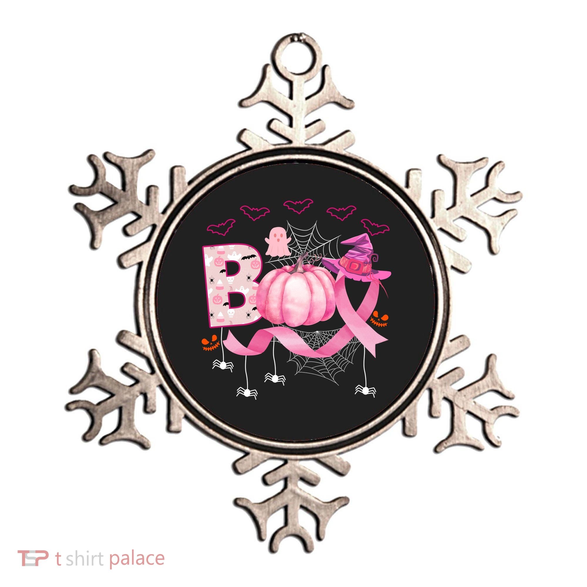 Boo Halloween October Breast Cancer Awareness Ornament