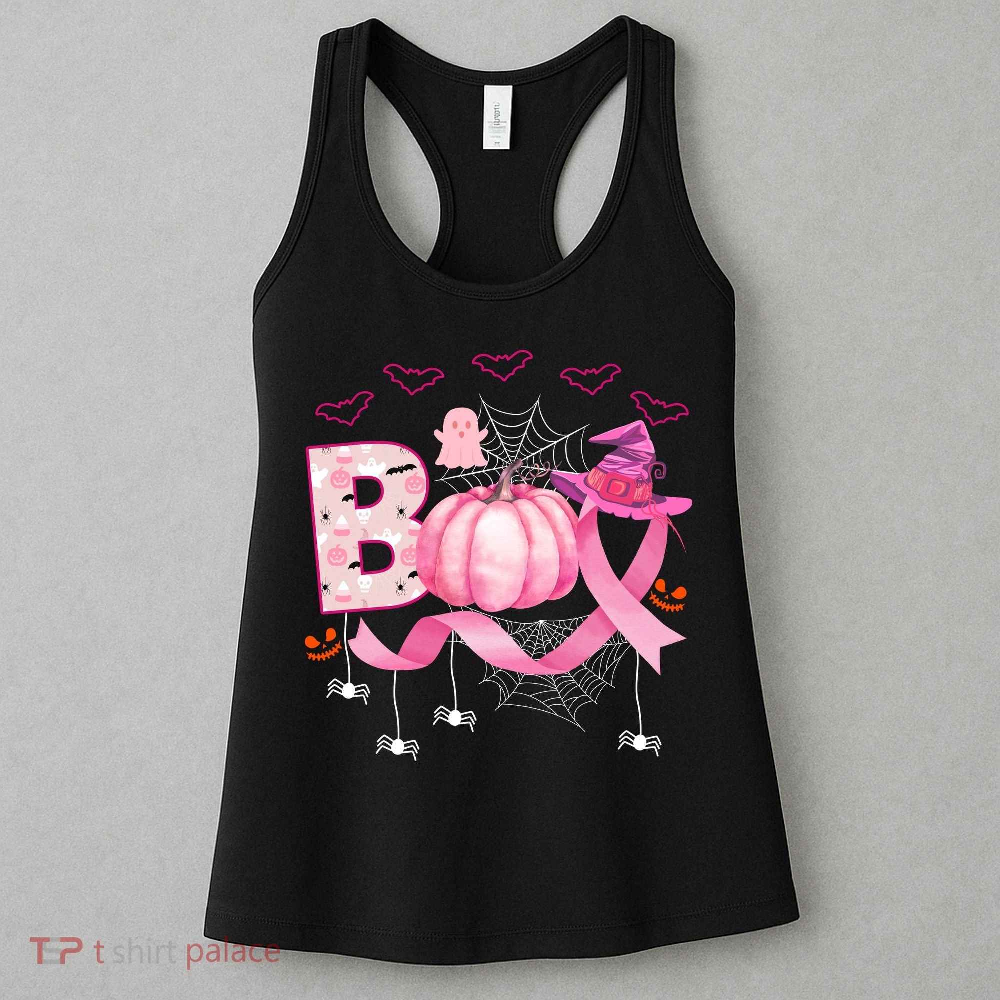 Boo Halloween October Breast Cancer Awareness Women's Tank Top