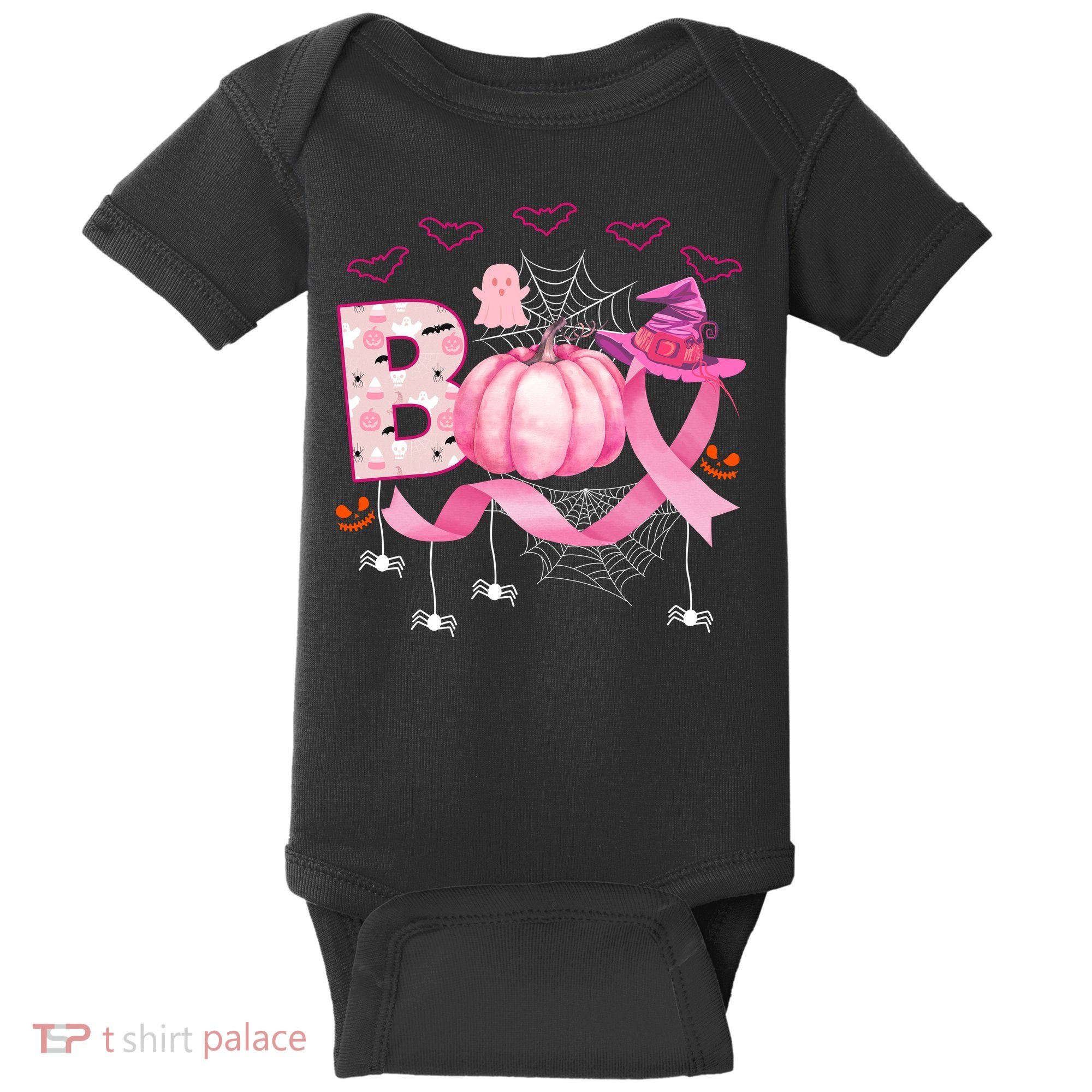Boo Halloween October Breast Cancer Awareness Baby Bodysuit