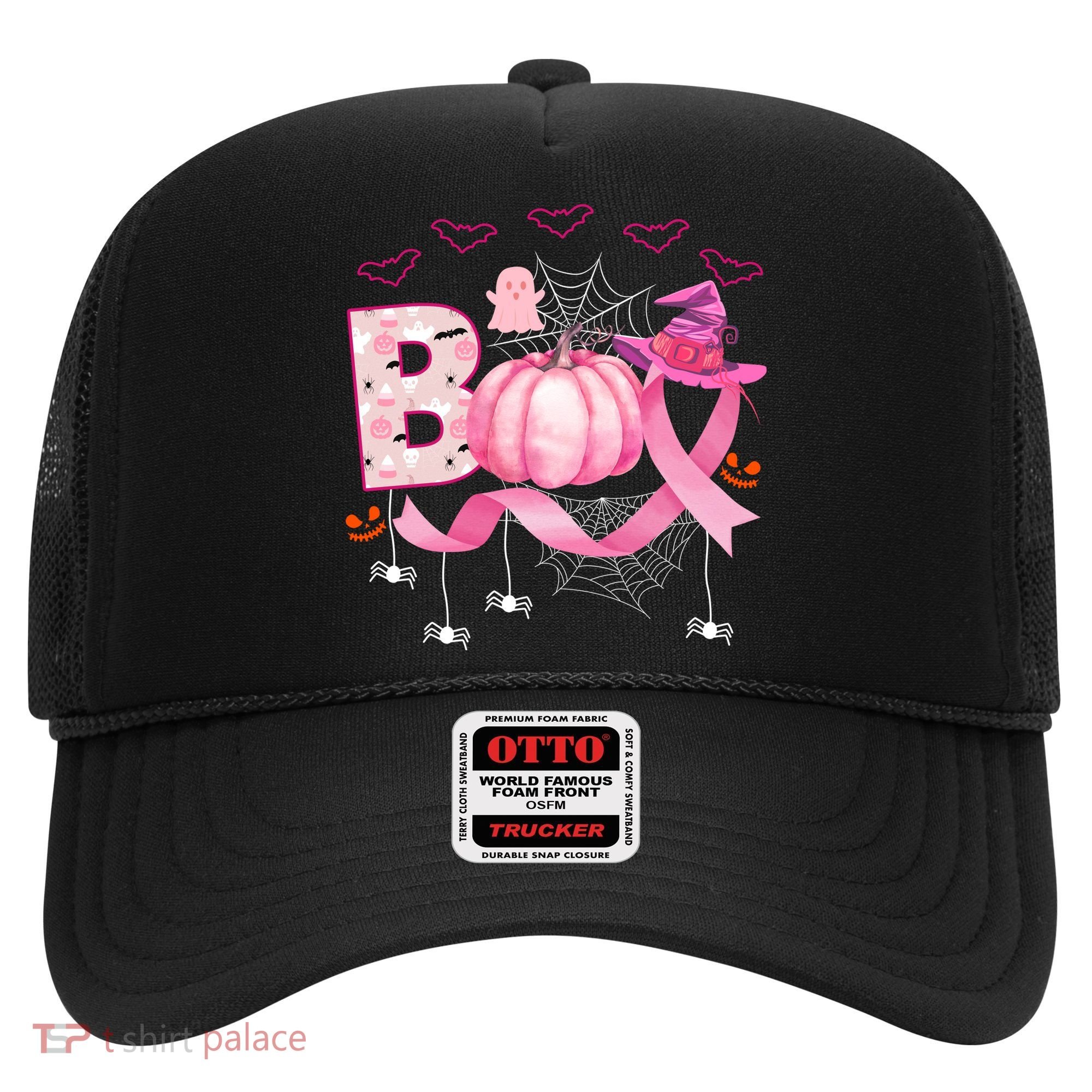 Boo Halloween October Breast Cancer Awareness Hat