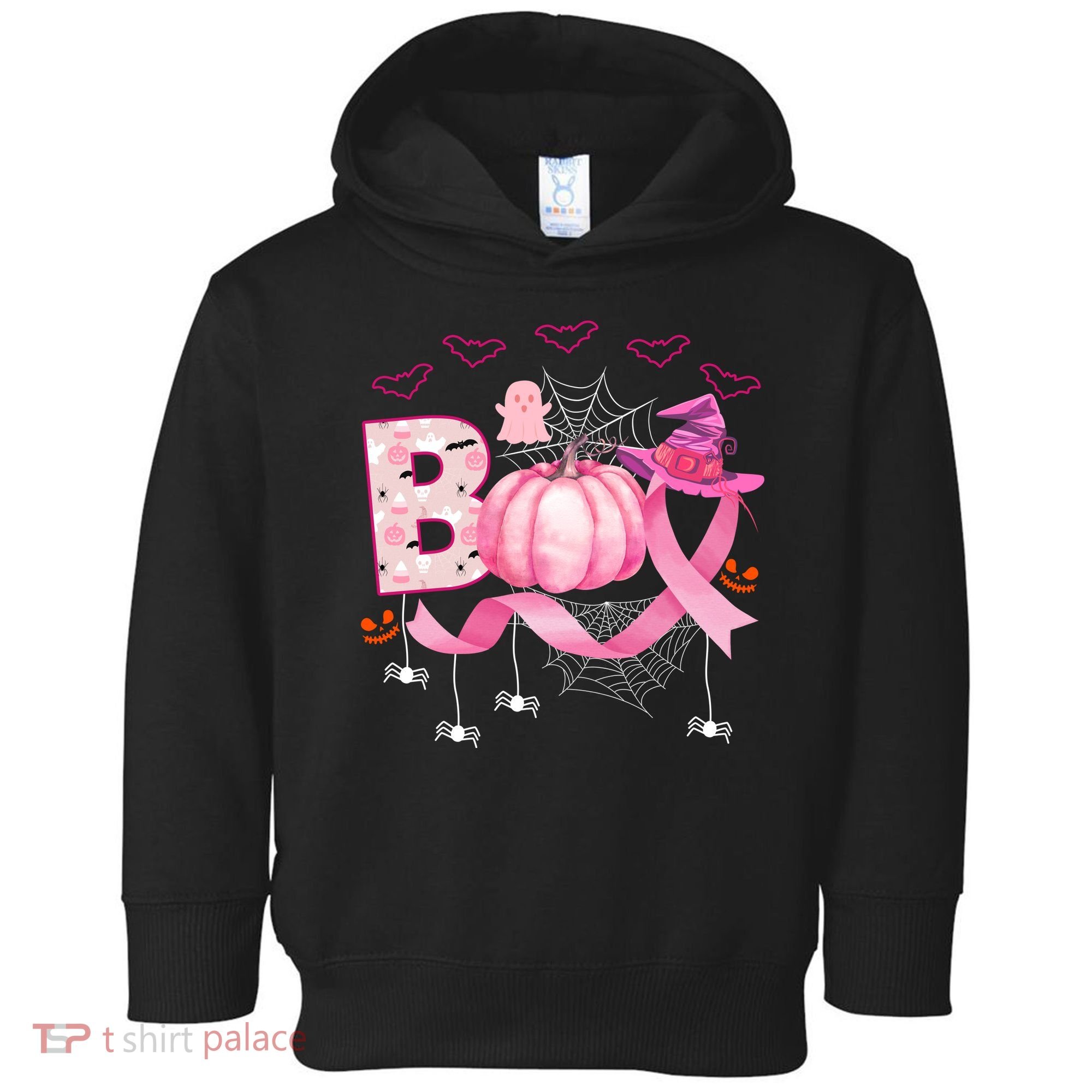 Boo Halloween October Breast Cancer Awareness Toddler Hoodie
