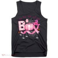Boo Halloween October Breast Cancer Awareness Tank Top thumb 0