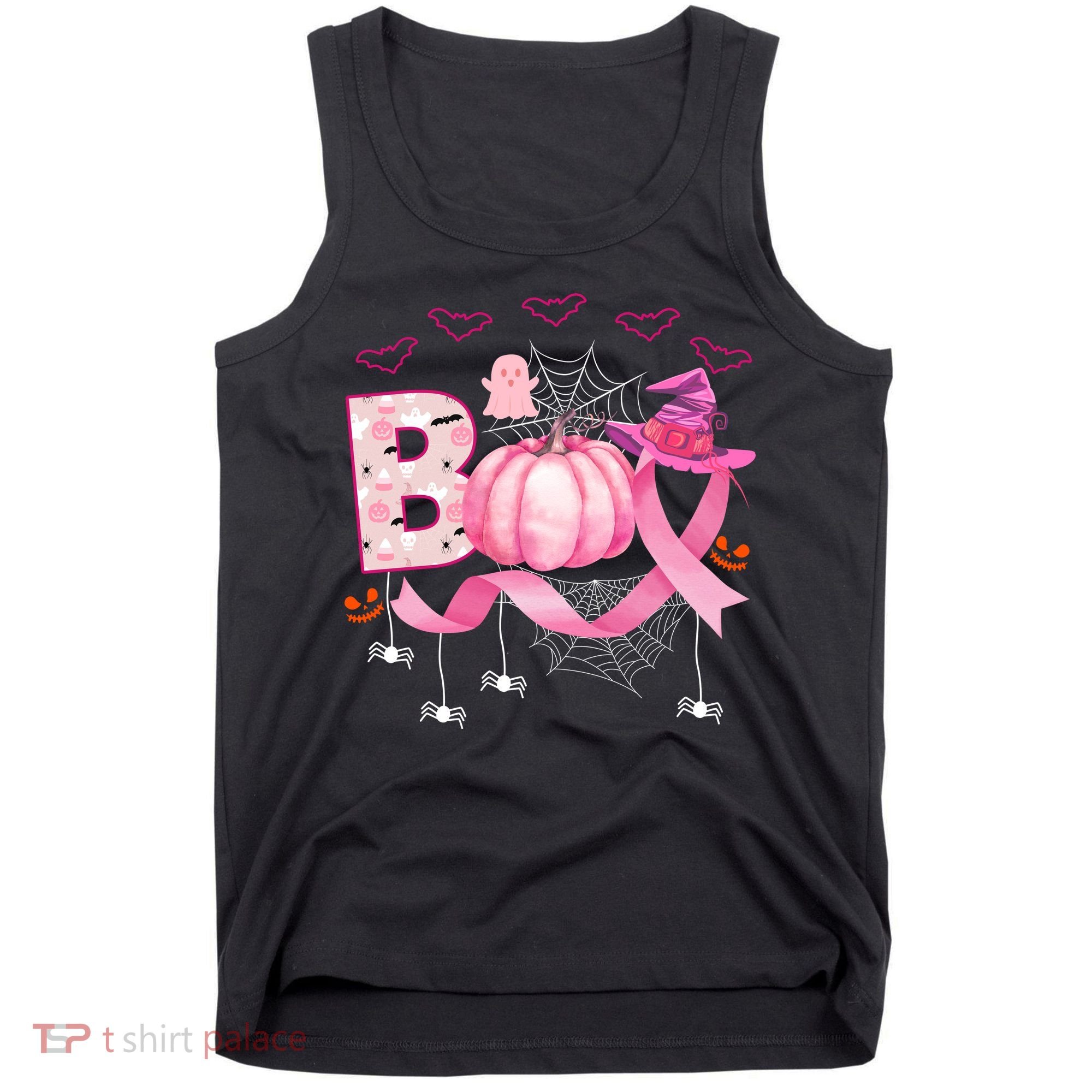 Boo Halloween October Breast Cancer Awareness Tank Top