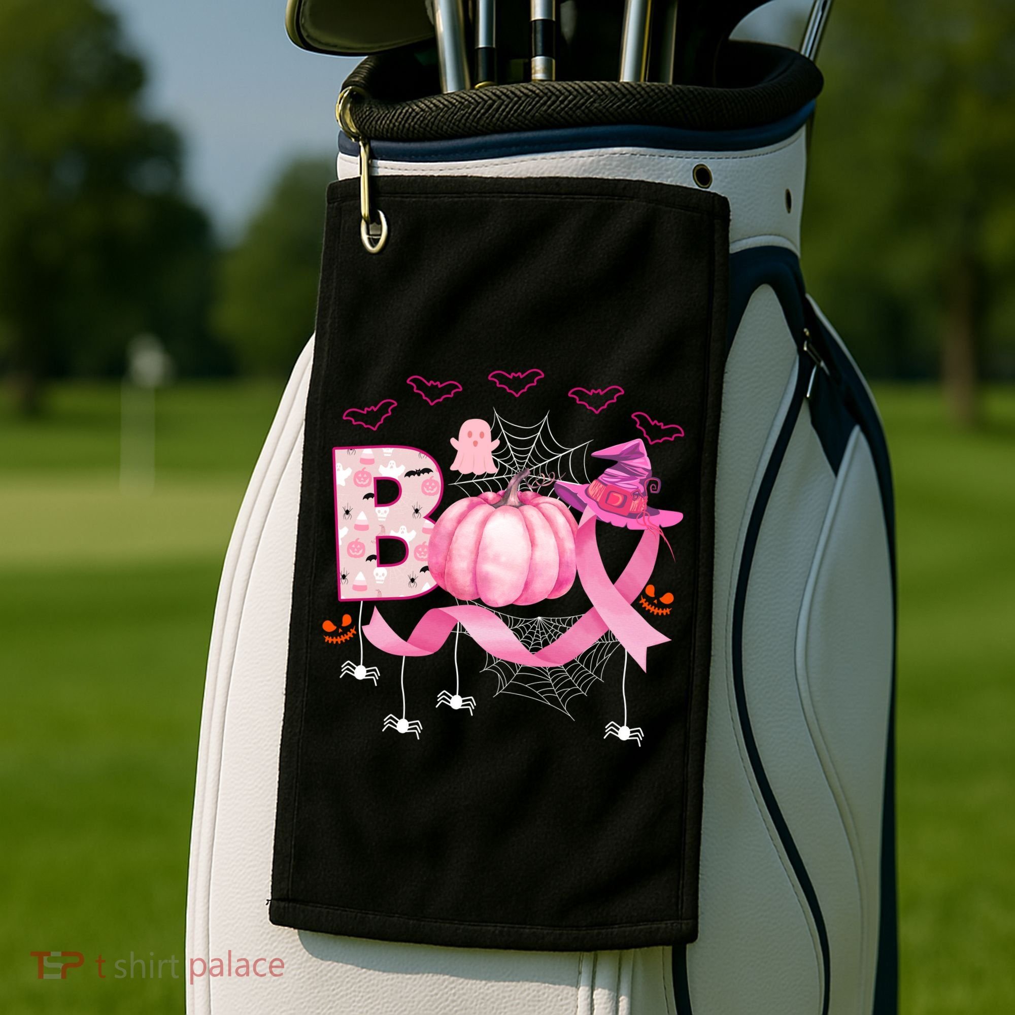 Boo Halloween October Breast Cancer Awareness Golf Towel