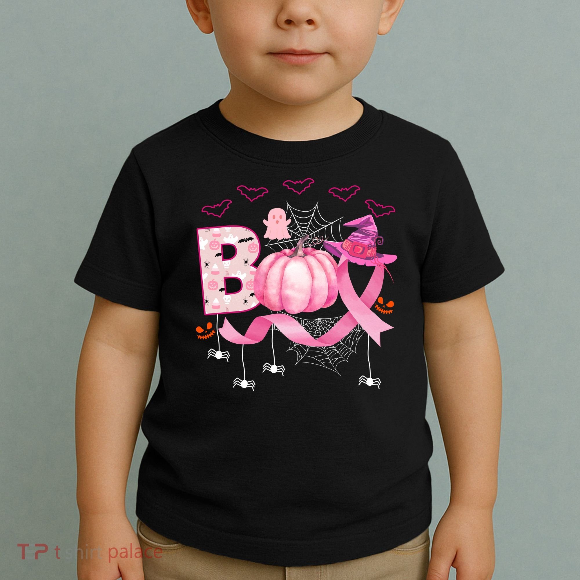 Boo Halloween October Breast Cancer Awareness Toddler T-Shirt