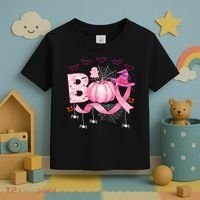Boo Halloween October Breast Cancer Awareness Toddler T-Shirt thumb 3