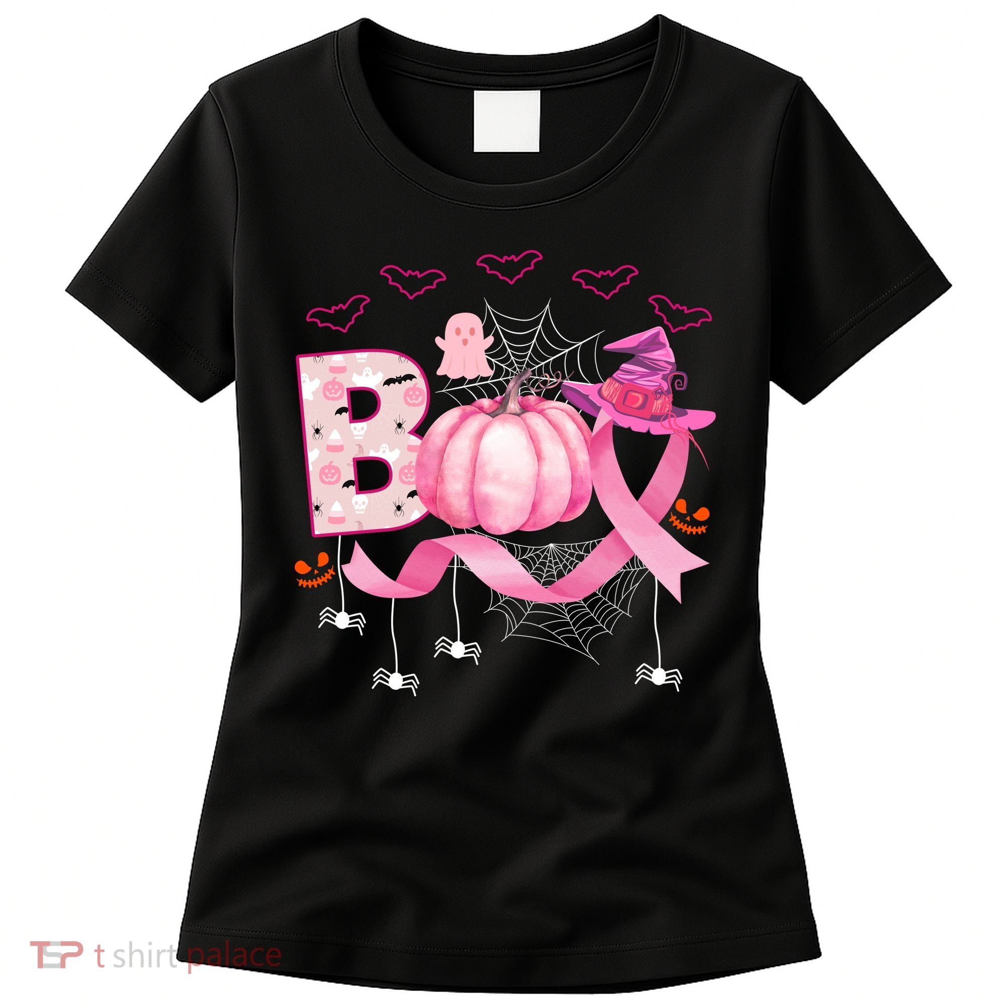 Boo Halloween October Breast Cancer Awareness Women's T-Shirt