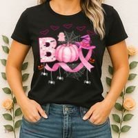 Boo Halloween October Breast Cancer Awareness Women's T-Shirt thumb 2