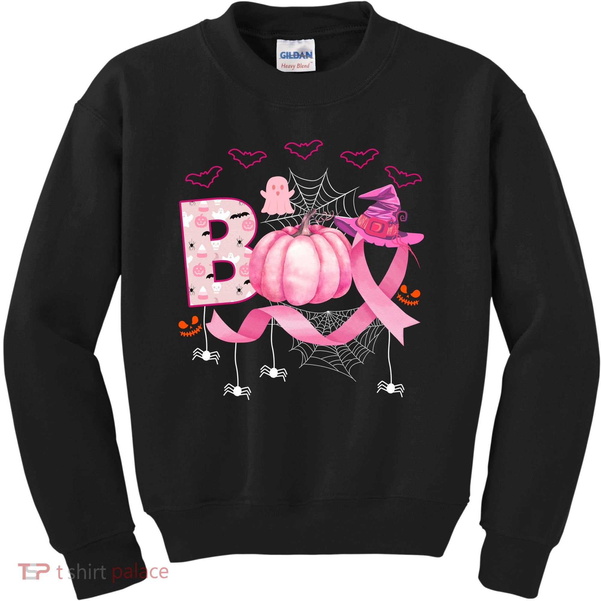 Boo Halloween October Breast Cancer Awareness Kids Sweatshirt