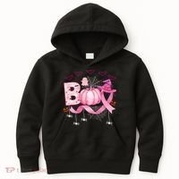 Boo Halloween October Breast Cancer Awareness Kids Hoodie thumb 0