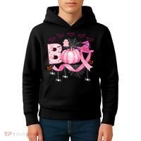 Boo Halloween October Breast Cancer Awareness Kids Hoodie thumb 4