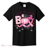Boo Halloween October Breast Cancer Awareness Kids T-Shirt thumb 0