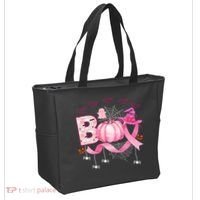 Boo Halloween October Breast Cancer Awareness Tote Bag thumb 2