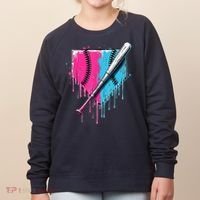 Baseball Home Plate Drip With Sprinkles Drip Ice Cream Bat Women's Sweatshirt thumb 0