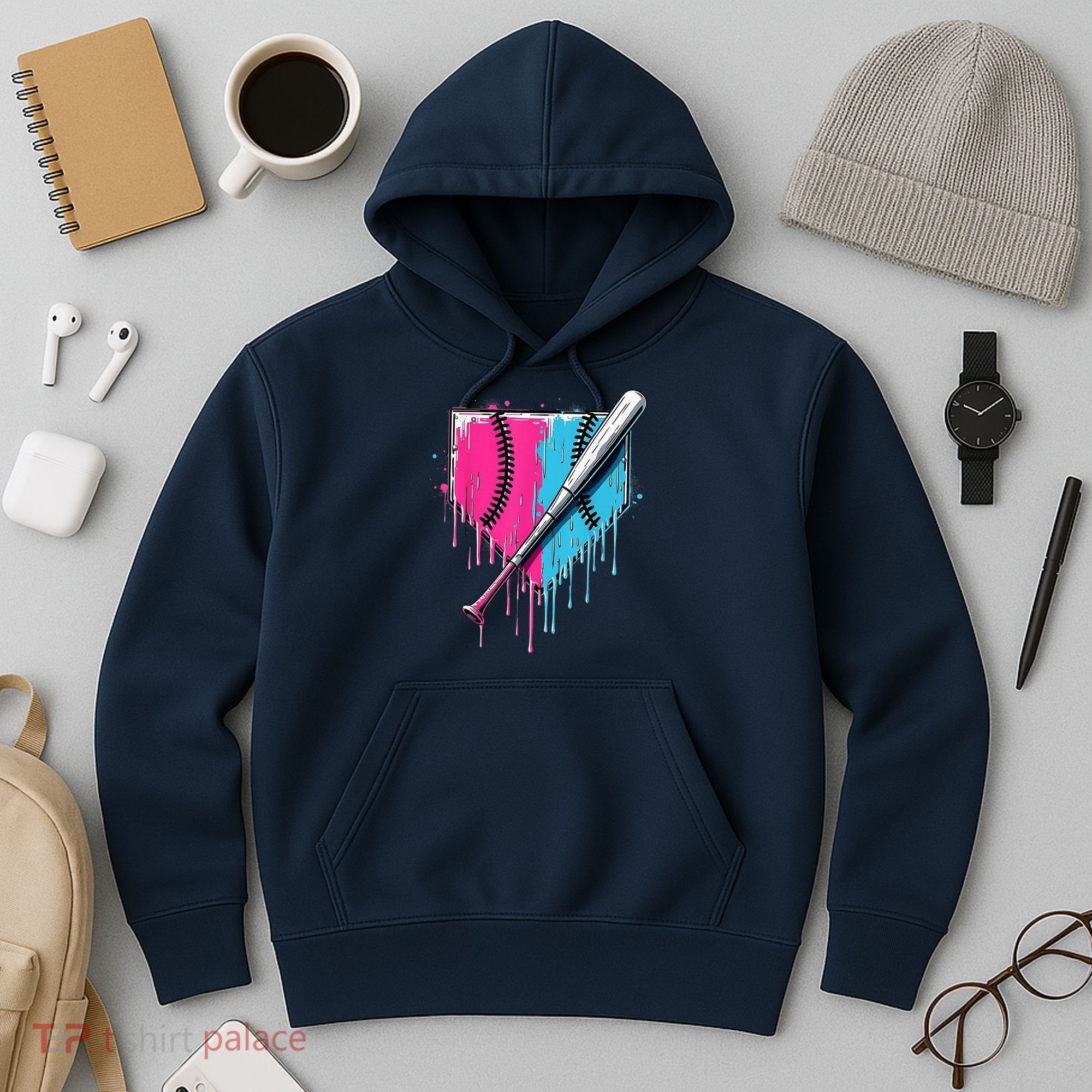 Baseball Home Plate Drip With Sprinkles Drip Ice Cream Bat Hoodie