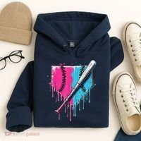 Baseball Home Plate Drip With Sprinkles Drip Ice Cream Bat Hoodie thumb 4
