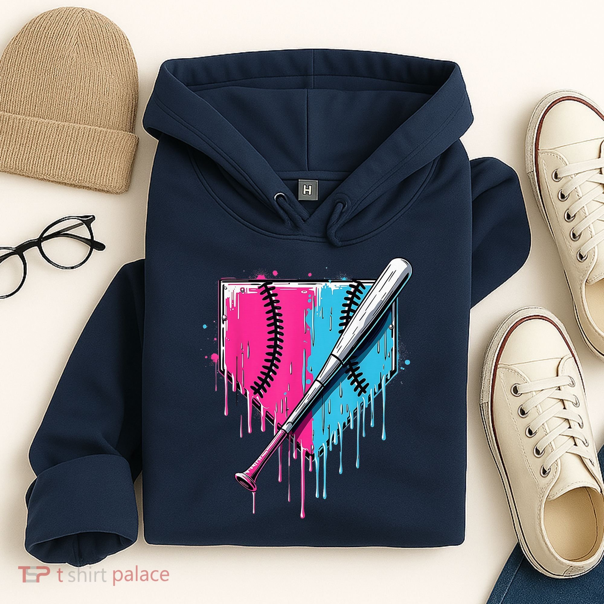Baseball Home Plate Drip With Sprinkles Drip Ice Cream Bat Hoodie