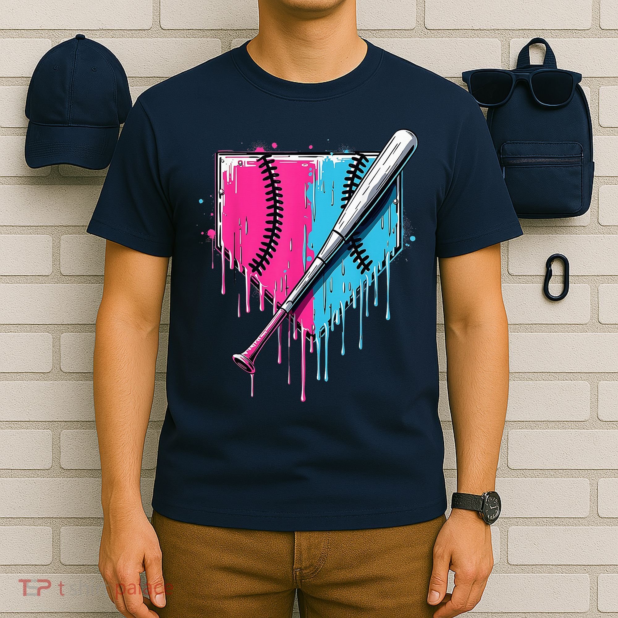 Baseball Home Plate Drip With Sprinkles Drip Ice Cream Bat T-Shirt